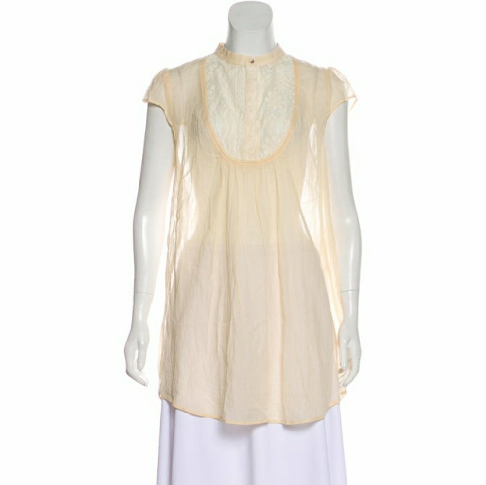 Cotelac Cream Lace Sheer Blouse